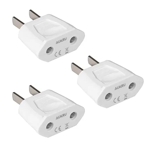 Aukru 3 x Adapter EU Europa Spanien auf USA/US/China/Japan/Kanada/Mexiko, Weiß