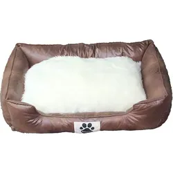 Hundebett Hundesofa Kunstleder Schlafplatz Katzenbett 2in1 Wendekissen, Hundebett :Schwarz 120x80 cm