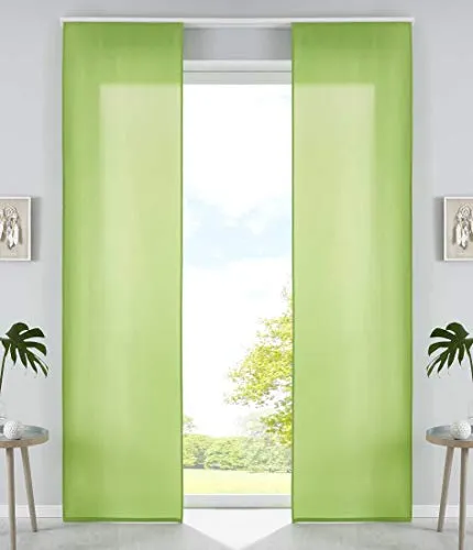 Hellgrüne Gardinenbox Vorhang, 60x245 cm, Oeko-Tex® Standard 100 - Moderne blickdichte Flächenvorhänge aus Mikrofaser, ideal für Wohnzimmer oder Schlafzimmer. Leichter Sonnenschutz und einfache Montage mit Klettband.