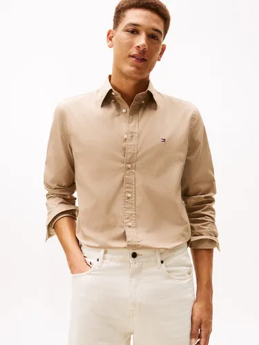 Tommy Hilfiger Businesshemd FLEX POPLIN SOLID braun XXL - Klassisches Businesshemd aus 100% Baumwolle in Coastal Taupe, regular fit. Mit Button-down-Kragen und langem Arm für einen professionellen Look im Büro.