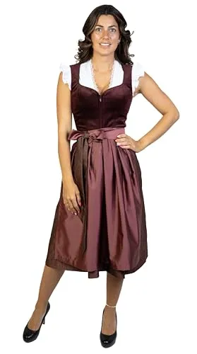 Trachtl Dirndl Babsi - Elegantes Trachtenkleid in Bordeaux - Dirndl für Damen, aus hochwertigem Samt mit versteckten Taschen und eleganter Schürze, ideal für das Oktoberfest und besondere Anlässe, bequem und stilvoll.
