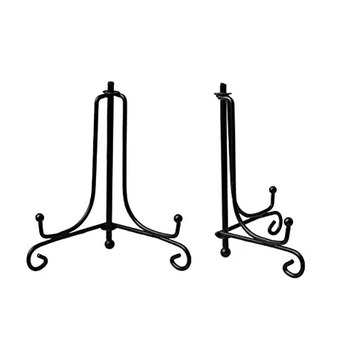 Jieddey Metall Tellerständer,2 PCS Schwarzer Eisen Tellerständer Tellerhalter Ständer für Bilder Bilderrahmen Dekorative Platte Tabletop Artworks Dekoration 5 Zoll