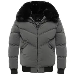 Amaci&Sons Winterjacke AUGUSTA Winterjacke Herren Gefütterte Dicke Winter Jacke für Männer mit Kragen grau XL