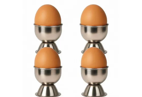 Koopman Eierbecher Hochkant Ø 4,5 cm Edelstahl 4 er Set, (4-tlg), Edelstahl, Rostfrei, Klassisch, Langlebig, Silberfarbend