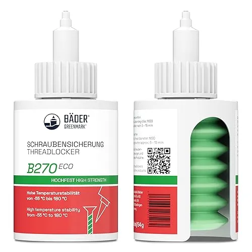 Produktbild Lackfabrik Bäder Schraubensicherung B270 Eco Hochfest Grün 50ml – Anaerober Gewindekleber, Schraubenkleber, Gewindedichtung, Vibrationssicher, Kennzeichnungsfrei, Lebensmittelecht, Made in Germany