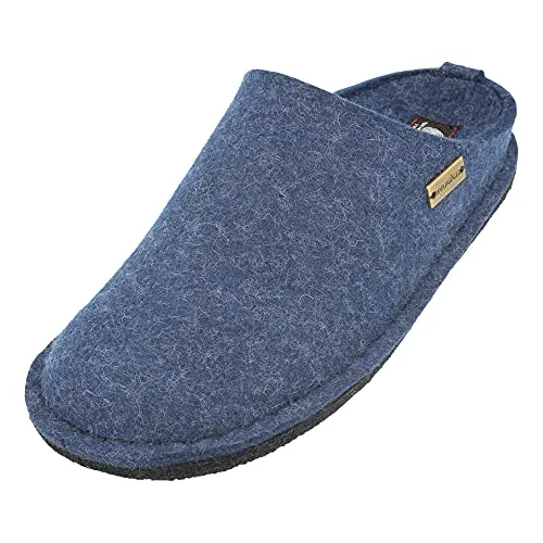Haflinger Flair Soft Filzpantoffeln - Bequeme Hausschuhe aus Wollfilz - Hausschuhe in Größe 45, Farbe Blau, aus hochwertigem Wollfilz für optimalen Komfort und Wärme zuhause.