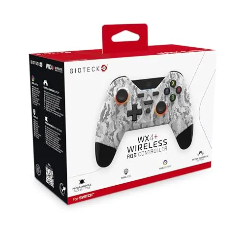 Gioteck WX4+ Nintendo Switch Wireless Controller - Light Camo - mit anpassbarer RGB-Beleuchtung und programmierbaren Rücktasten - Bluetooth-kompatibel