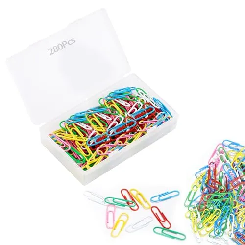 Eupneicu Büroklammern Bunt [280 Pcs], Wiederverwendbare Paper Clips Für Büro, Ideal Zum Sortieren Und Befestigen Von Dokumenten, Farbig Sortiert - Ideal Für Haushalt, Büro, Schule, Uni
