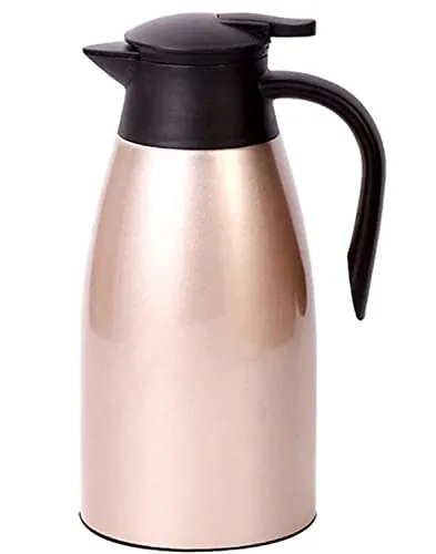 Webao Thermoskannen 2 Liter Isolierkanne aus Edelstahl Kaffeekanne, Quick Tip Verschluss, Doppelwandige Vakuum Kanne für Tee und Kaffee, Gold