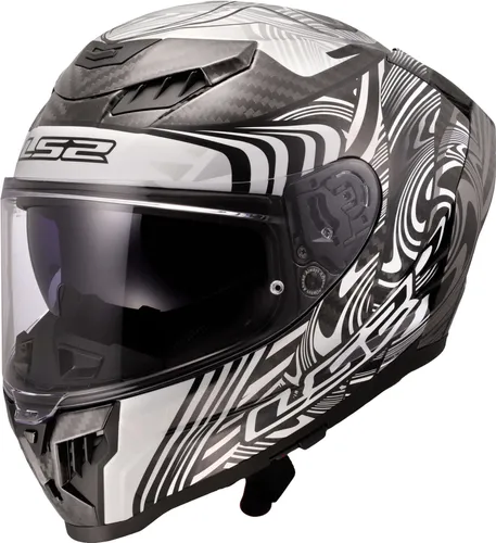 LS2 FF807 Dragon Enthum Carbon Helm, 2XL - Motorradhelm mit kratzfestem Max Vision Visier und atmungsaktivem X-Static Innenpolster für optimalen Tragekomfort und Sicherheit.