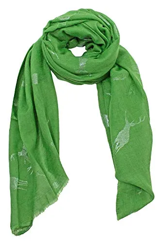 Trachten Schal uni mit Glitter Hirsch - Grün