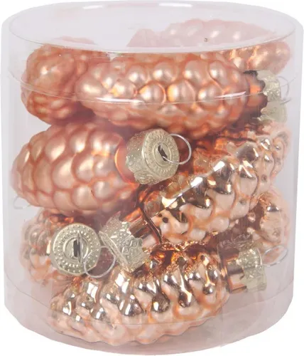 TrendLine Weihnachtskugeln aus Glas Tannenzapfen Ø 6 cm brandy-braun 12 Stück