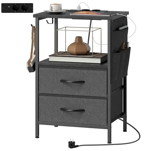 HOMCOM Couchtisch mit Ladestation und Stauraum