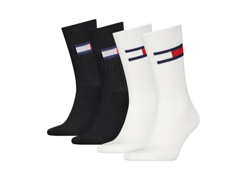 Tommy Hilfiger Socken TH UNI TJ SOCK 4P FLAG - 4 Paar - Sportsocken in Größe 35-38, aus hochwertiger Baumwoll-Mischung mit Logo-Flag seitlich und bequemem Rippenbündchen für optimalen Tragekomfort.