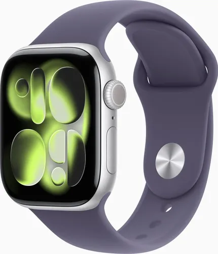 Apple Watch Series 11 42 mm Aluminium Silber mit Nebelviolett Sportarmband