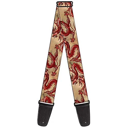 Buckle-Down Dragons Tan Gitarrengurt, 5,1 cm breit