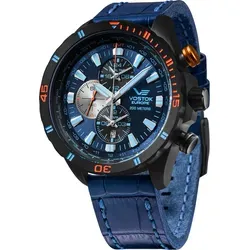 Vostok Europe Herrenarmbanduhr Almaz Space Station Blau/Schwarz YM26-320C654 - Armbanduhren für Herren, mit robustem Edelstahl-Gehäuse und stilvollem blauen Zifferblatt - perfekt für Raumfahrt-Enthusiasten.
