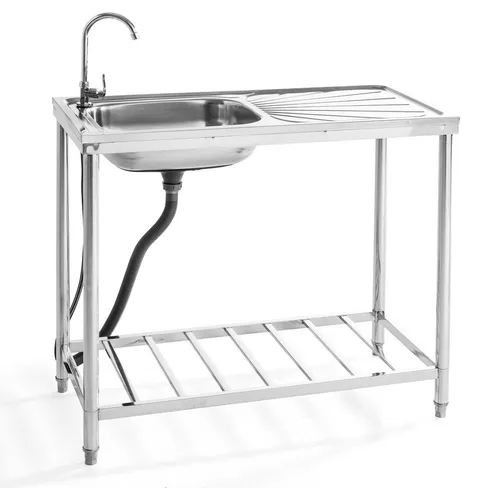 Mobiler Waschtisch Campingküche aus Edelstahl, ca. 100,5 x 50,5 x 75 cm