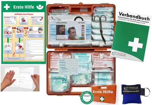 WM-Teamsport Erste-Hilfe-Koffer DIN 13169 mit Notfallbeatmung - Erste-Hilfe-Koffer nach DIN 13169, ideal für Betrieb, Kindergarten und Haushalt. Inkl. Notfallbeatmungshilfe und praktischer Prüfplakette für einfache Kontrolle der Inhalte. Robust und mobil für jeden Einsatz.