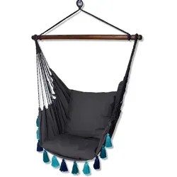 Hängesessel grau mit blauen Quasten in grau von HOBEA