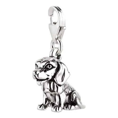 7K Charm Anhänger Hund Beagle 3 aus 925 Sterling Silber (15x15mm)