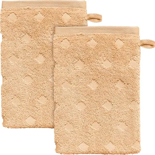 Erwin Müller Walk-Frottier Waschhandschuh 2er-Pack Baden Baden apricot Größe 15x21 cm - extra saugstark, schnell trocknend, samtweich