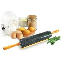 Teigroller aus Marmor mit Ständer 46x6cm Teigrolle Ausroller Nudelrolle 2kg