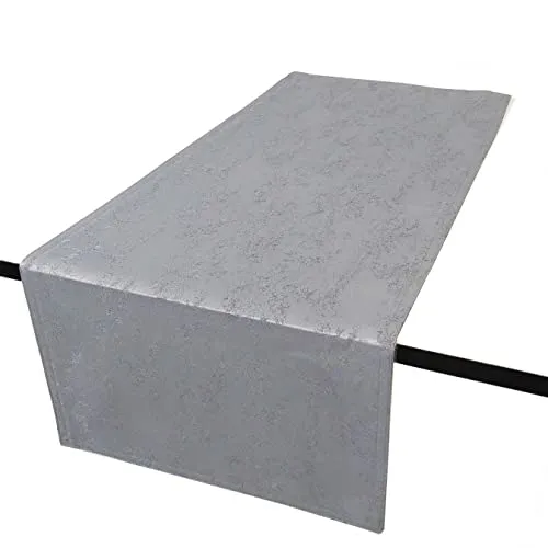 Jacquard Tischdecke Granit Tischläufer Eckig Hellgrau 40 x 140 cm Meliert mit Lotus Effekt Größe & Farbe wählbar