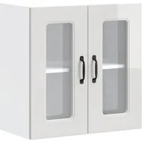 vidaXL Küchen-Hängeschrank Kalmar Hochglanz-Weiß - Küchenhängeschrank mit Glastür, optimaler Stauraum und elegantes Design für eine aufgeräumte Küche. Robustes Holzwerkstoff-Material sorgt für Langlebigkeit und Feuchtigkeitsbeständigkeit.