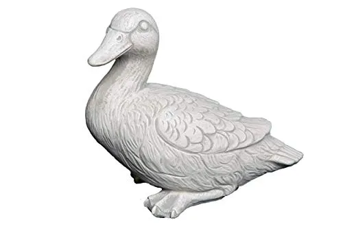 gartendekoparadies.de Niedliche Ente, Steinfigur, H. 18 cm, 3 kg, Grau, frostsicher aus Steinguss für Außenbereich