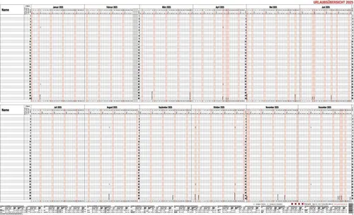 GÜSS Kalender Jahresplaner Urlaubsplaner Maxi 98,5x60cm für 30 Mitarbeiter 2026
