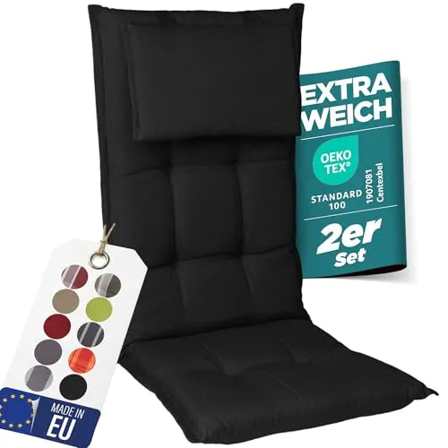 gardisun Hochlehner Gartenstuhlauflagen 2er Set in schwarz von Gardisun