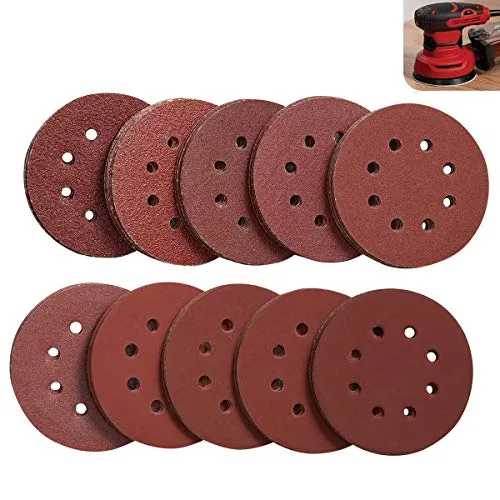 LESNIC Schleifpapier 125mm, Schnellwechselscheiben Orbital Schleifscheiben 5 Zoll 8 Löcher 40 60 80 100 120 180 240 320 400 800 Körnung Stück Schleifscheiben für Exzenterschleifer