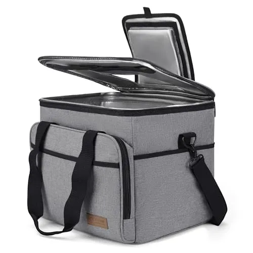 ALLCAMP OUTDOOR GEAR 30L Groß Faltbar Isoliert Kühltasche Mit 2 Kühlakkus 24h Kühlung für Arbeit, Auto, Arbeit, Strand, Reise & Picknick Grau