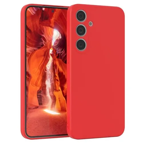 EAZY CASE - Silikonhülle für Galaxy S24 Plus Hülle Silikon Case Rot weich stoßfeste Handyhülle Schutzhülle mit Kameraschutz Dünn Premium Schutz Cover TPU Phone Bumper in Mattrot