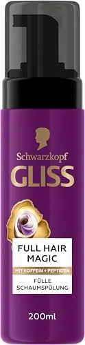 GLISS Fülle-Schaumspülung Full Hair Magic (200 ml), Haarspülung mit Schaumkonsistenz für Volumen und Fülle, Conditioner mit Koffein & Peptiden gibt dem Haar Volumen