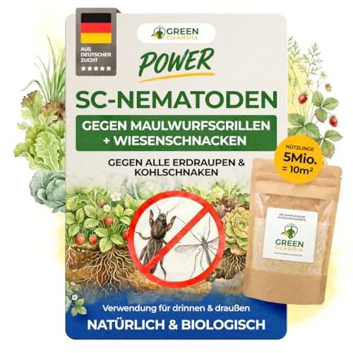 GREEN GUARDIA Super SC-Nematoden gegen Maulwurfsgrillen, Wiesenschnaken und Erdraupen – 5 Mio. (10m²)
