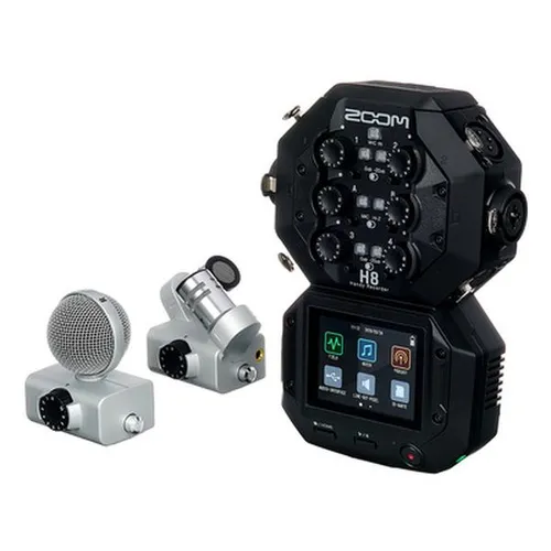 Zoom H8 + MS Pack - Audiorecorder mit speziellen Apps für Außenaufnahmen, Musikproduktion und Podcasts, 12-Spur-Aufnahme, 4 Mikrofoneingänge und austauschbare Kapseln für maximale Flexibilität.