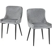 Costway 2er Set Esszimmerstühle Grau mit Rückenlehne