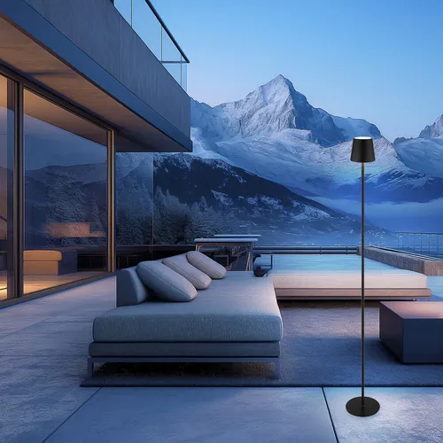 Moderne Stehlampe mit Touchdimmer – Elegante Gartenleuchte - Stehleuchte für Innen und Außen, mit Touchdimmer und Memoryfunktion für individuelle Lichtgestaltung. IP44 Schutzart, edles schwarzes Design und warmweißes Licht für gemütliche Atmosphäre.