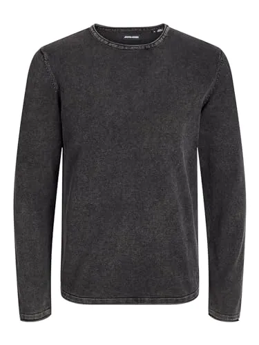 JACK & JONES Herren JJELEO Knit Crew Neck NOOS 12174001 - Caviar, XL - Pullover für Herren aus weicher Baumwollqualität mit Stretchanteil für optimalen Komfort und Passform.