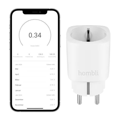 Hombli Smart Steckdose mit WLAN – Intelligente Steuerung für Ihr Zuhause - Smart & Ferngesteuerte Stecker mit Strommessung und Sprachsteuerung, kompatibel mit Alexa & Google Assistant. Steuern Sie Ihre Geräte von überall und sparen Sie Energiekosten!