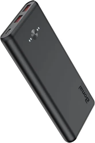 Power Bank 10000mAh, BONAI Powerbank Ultra Slim Leicht USB-C Input & Output 3A Schnellen Ausgängen Externer Handyakkus Klein Aber Stark, Kompatibel mit iPhone Samsung Xiaomi Huawei Realme und mehr