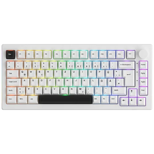AKKO 5075B Gaming Tastatur – RGB mit Lavendar Purple Pro Switches - Gaming Tastatur mit kabelloser Konnektivität und QWERTZ Layout, ideal für ein individuelles Spielerlebnis dank RGB-Beleuchtung.