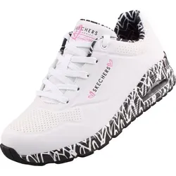 Skechers Damen Sneakers, White, 39 EU - Damen-Sneaker aus hochwertigem Kunstleder, bequem und stylisch für den Alltag