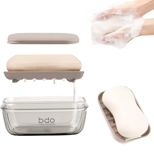 Seifendose Reise,Wasserdicht Seifendose,Seifenschale mit Ablauf,Einfache Reinigung Seifenablage,Seifenschale mit Ablauf,Abnehmbar Seifenbox Reise mit Ablauf,für Camping,Badezimmer,Dusche,Badezimmer