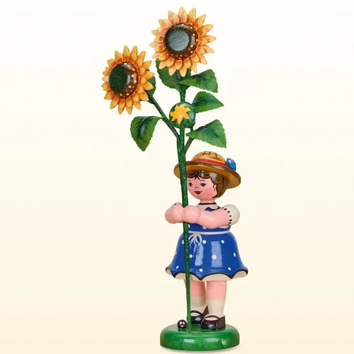 Hubrig Blumenkind Mädchen mit Sonnenblume - 17 cm - Sammlerfigur von Hubrig, handgefertigt und ideal als liebevolles Geschenk oder zur Dekoration für Sammler.