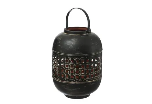 MARELIDA Windlicht Laterne - Vintage Orientalischer Kerzenhalter, 31cm Schwarz - Windlicht im Vintagestil - Handgefertigt aus Metall, sorgt für gemütliches Licht und tolle Atmosphäre, ideal für Innen- und Außenbereich.