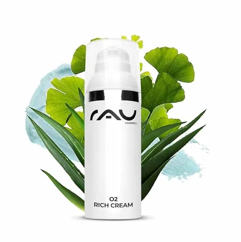 RAU O2 Rich Cream 50 ml - Intensive Feuchtigkeitscreme für Trockene Haut - Tagespflege für sehr trockene Haut mit Peptid, Aloe Vera und Ginkgo, sorgt für einen rosigen Teint und optimale Feuchtigkeitsversorgung. Perfekt für strahlend schöne Haut!