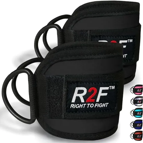 R2F Fußschlaufen Kabelzug - Kickbacks Fußschlaufen - Fußmanschetten Kabelzug - 2 Stück Kabelzug Fußschlaufen für Fitness Training - Ankle Strap Fußschlaufen für Frauen und Männer